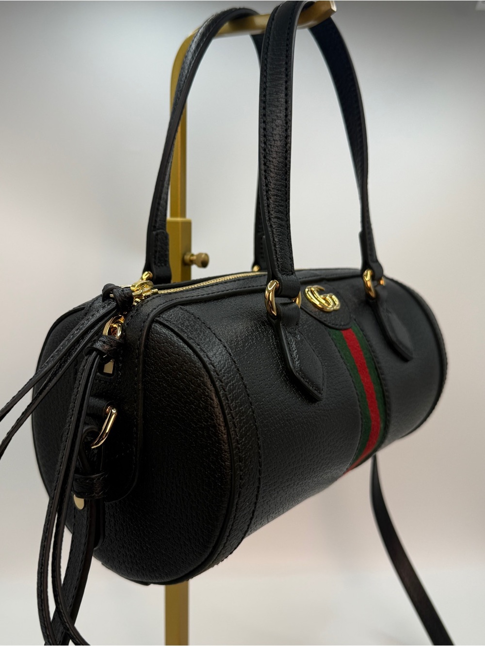 NWT Gucci Black Leather Ophidia Bag with Red & Green Web - Picture 2 of 7